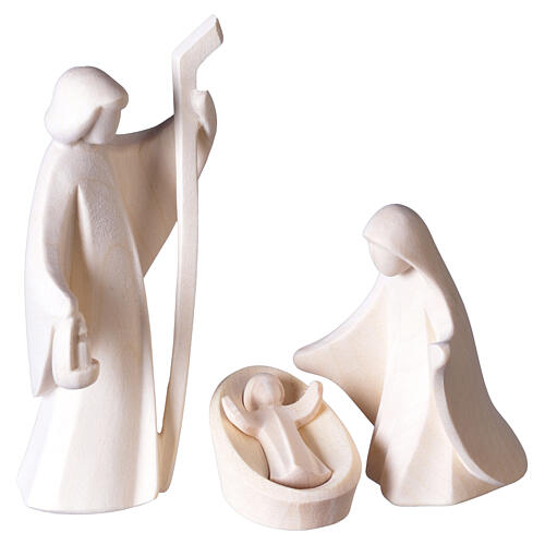 Triángulo iluminado con Natividad Aram de madera natural Val Gardena 30x35 cm 6
