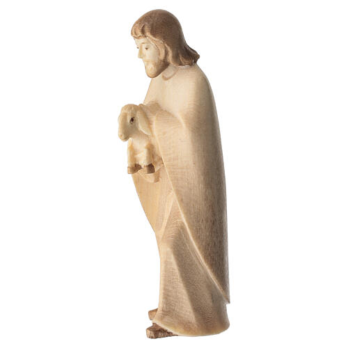 Statuette de berger avec agneau en bois à double patine du Val Gardena 2