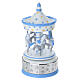 Blue carousel music box by Bagutta with aluminum star band, 8x4 in s1