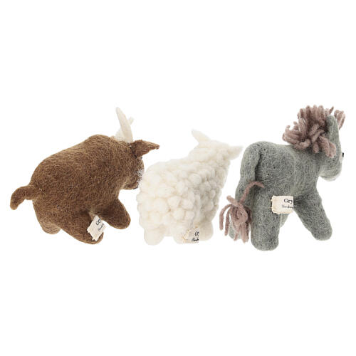 Ox, donkey and sheep in wool, Gry & Syf, Nativity Scene of 12 cm 7