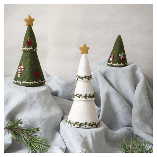 Albero di natale 3 in 1 Gry and Syf in lana bianco 28 cm 2