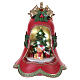 Campana natalizia in resina rossa con luci musica e movimento 35x30x25 cm s1