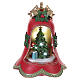 Campana natalizia in resina rossa con luci musica e movimento 35x30x25 cm s6