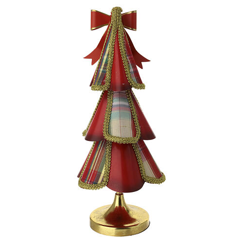 Choinka metalowa, czerwony tartan z kokardą, 40x15 cm 5
