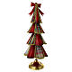 Albero natalizio in metallo a balze rosse tartan con fiocco 50x20 cm s5