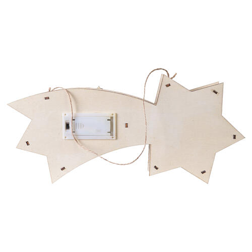 Stella cometa con Natività e Re Magi in legno con luce 10x30x5 cm 4