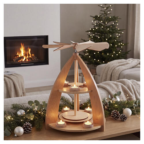Piramide natalizia 45x35x35 cm moderna in movimento presepe 8 cm 2