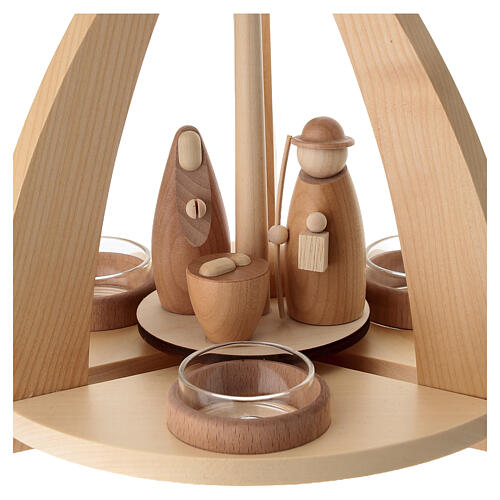 Piramide natalizia in legno d'acero con Natività 25x20x25 cm 4