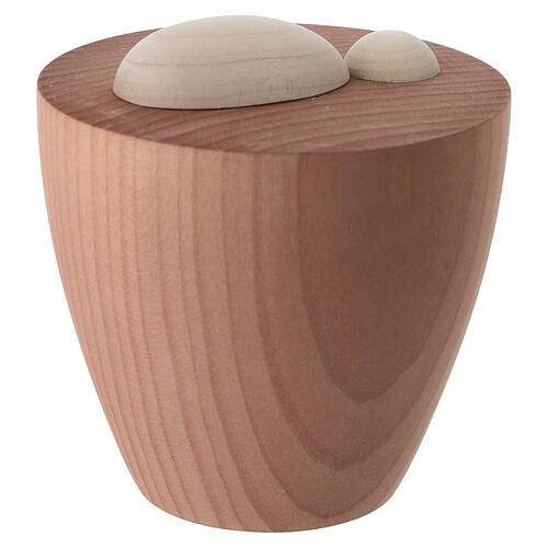 Moderne Heilige Familie mit Schaf aus zweifarbigem Ahornholz für 20 cm Krippe 2