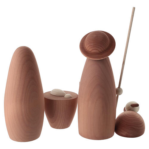 Sagrada Familia moderna con ovejita madera de arce bicolor belén20 cm 6
