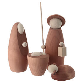 Sacra famiglia moderna con pecorella legno d'acero bicolore presepe 20 cm