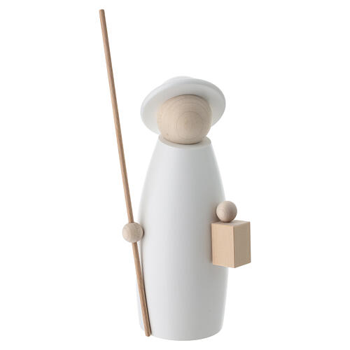 Sacra famiglia moderna con pecorella legno d'acero bianco presepe 20 cm 4