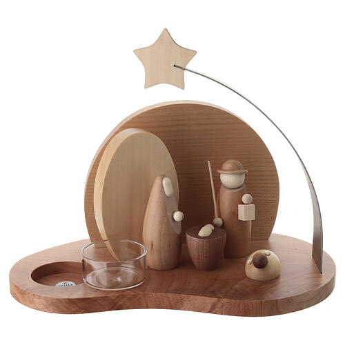 Arco natalizio con Natività moderna legno acero 20x20x15 cm portacandela 6