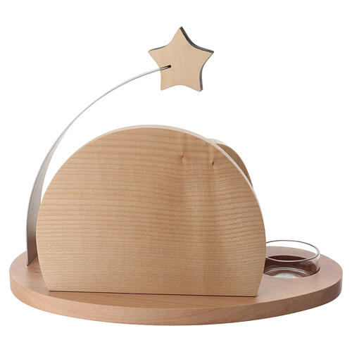 Arco natalizio con Natività moderna legno acero 20x20x15 cm portacandela 7