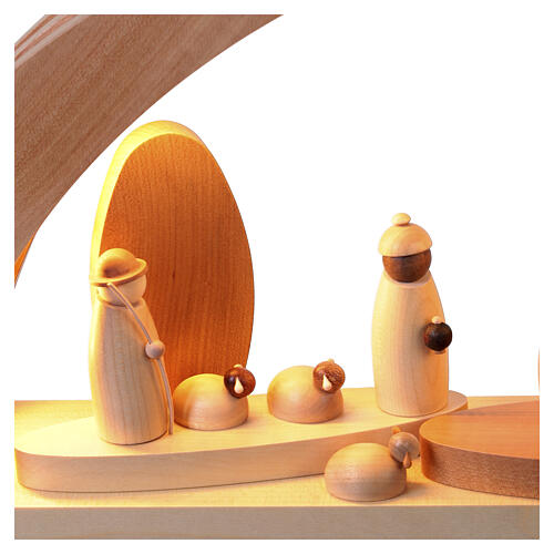 Arco navideño con Natividad 62x25x10 cm madera de arce LED 8