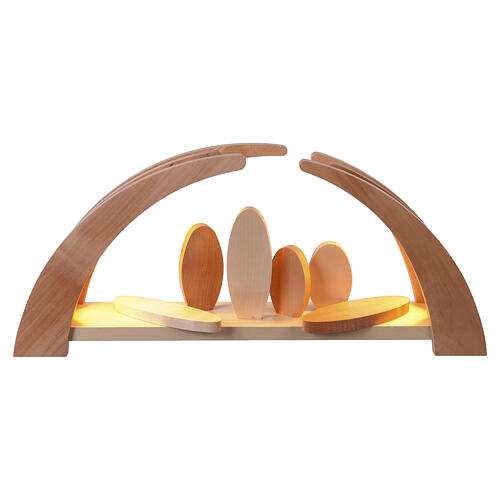 Arco navideño con Natividad 62x25x10 cm madera de arce LED 10