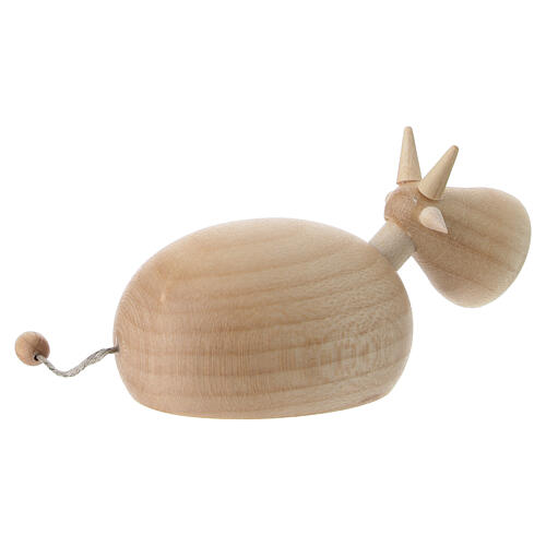 Buey y burro estilizados madera natural Belén 6-8 cm 3