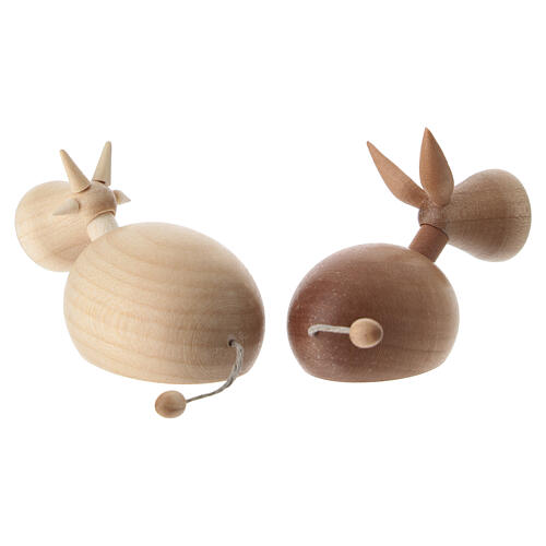 Bue e asinello stilizzati legno naturale Presepe 6-8 cm 4