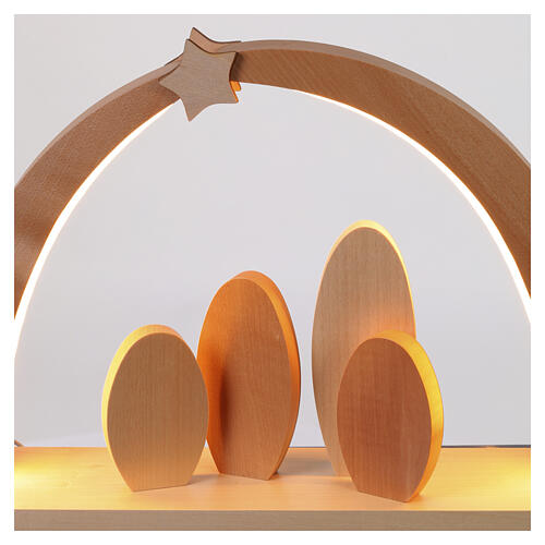 Arco navideño LED madera de arce con Natividad 40x40x10 cm 7