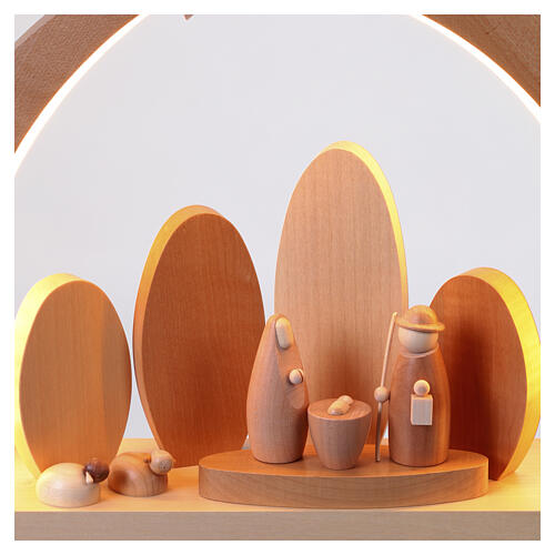 Arco Natalizio LED legno d'acero con Natività 40x40x10 cm 5