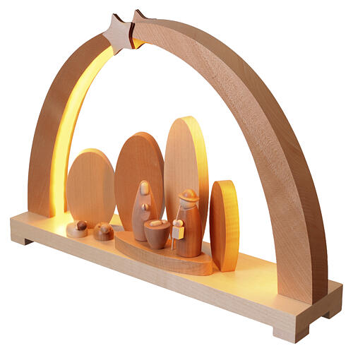 Arco Natalizio LED legno d'acero con Natività 40x40x10 cm 6