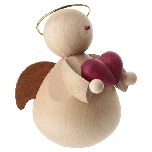Ángel de Navidad con corazón madera de arce moderno 8 cm 3
