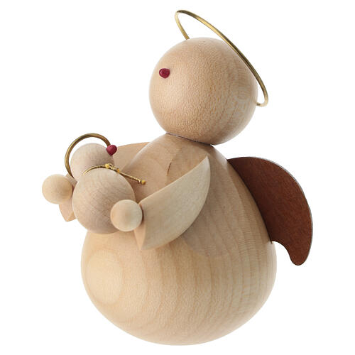 Angelo con angioletto moderno legno d'acero presepe 6-8 cm 2