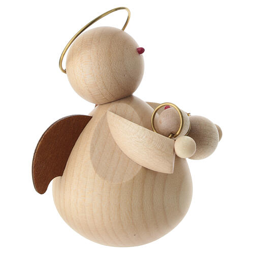 Angelo con angioletto moderno legno d'acero presepe 6-8 cm 3