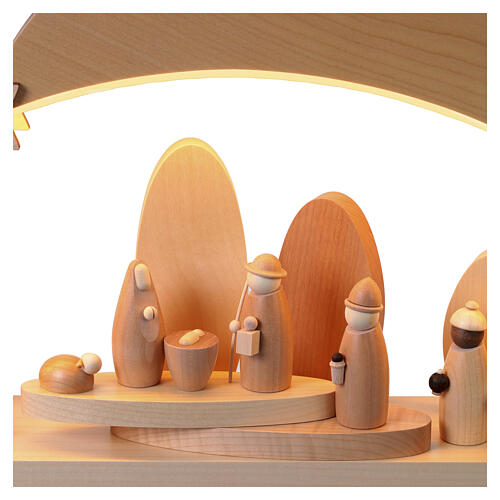 Arco LED navideño con Natividad moderna madera de arce 30x60x10 cm 4