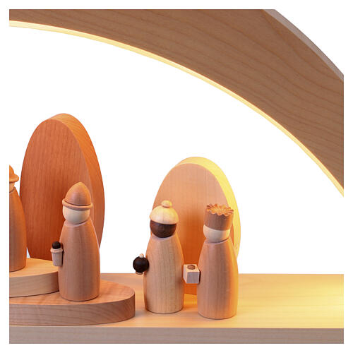 Arco LED navideño con Natividad moderna madera de arce 30x60x10 cm 6