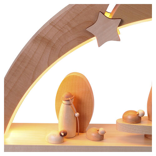 Arco LED natalizio con Natività moderna legno d'acero 30x60x10 cm 5