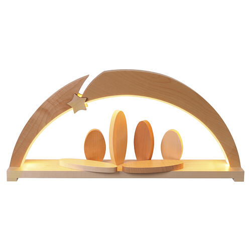 LED Christmas arch with modern Nativity in maple wood, 8 pcs, 30x60x10 cm 9