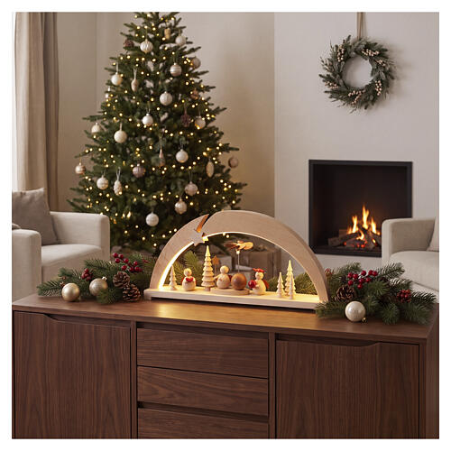 Arco LED navideño con ángeles modernos madera de arce 30x60x10 cm 2