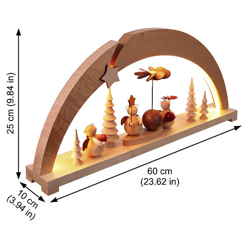 Arco LED navideño con ángeles modernos madera de arce 30x60x10 cm 3
