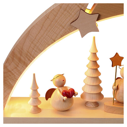 Arco LED navideño con ángeles modernos madera de arce 30x60x10 cm 5