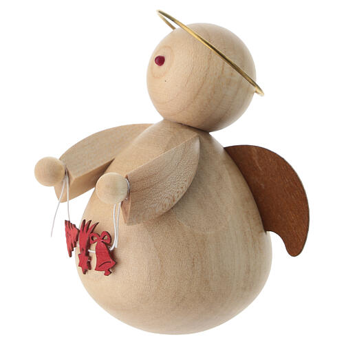 Stilisierter Weihnachtsengel mit Girlande aus Naturholz für eine 6-8 cm Krippen-Figurenserie 2