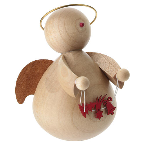Angelo di Natale stilizzato con ghirlanda legno naturale presepe 6-8 cm 3