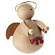 Angelo di Natale stilizzato con ghirlanda legno naturale presepe 6-8 cm s3
