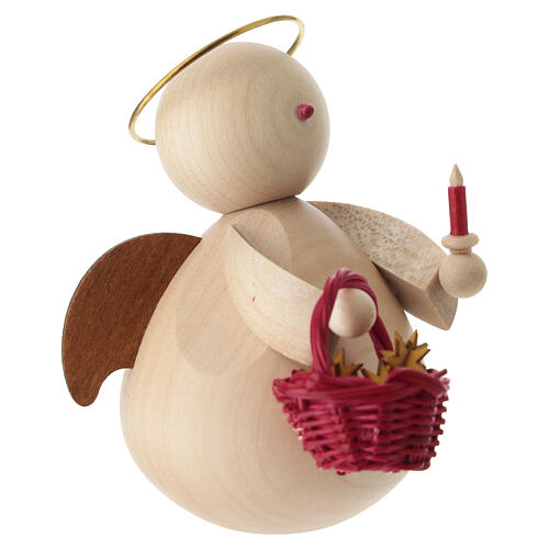 Moderner Weihnachtsengel mit Sternenkorb aus Ahornholz für eine 6-8 cm Krippen-Figurenserie 3