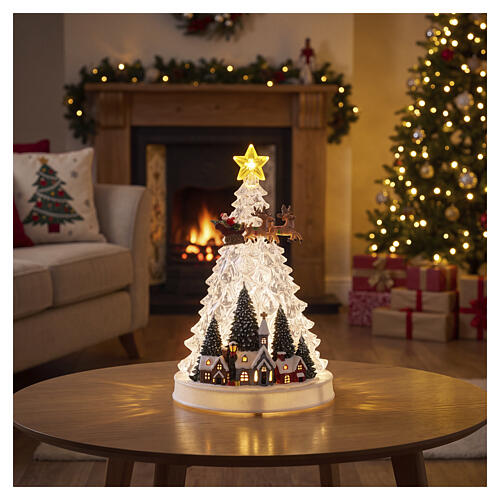 White Acrylic Christmas Tree with Village Bagutta Tendence 30x20 cm 2