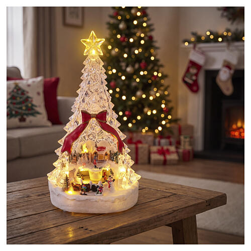 Albero acrilico bianco con villaggio interno 35x15x15 cm Bagutta Tendence 2