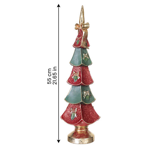 Albero natalizio Bagutta Tendence rosso oro e verde glitterato 55 cm resina 2