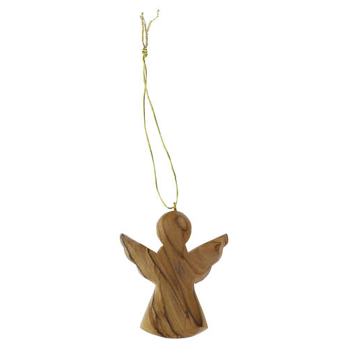 Angelo di natale 6x5 cm legno d'ulivo Terrasanta da appendere 3