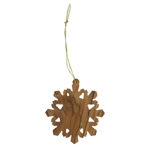 Snowflake Christmas tree ornament with Nativity 7x6 cm, olive wood (Holy Land) 3