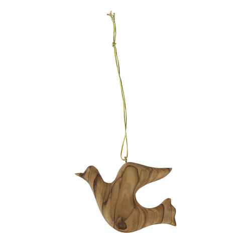 Colomba decoro albero in legno d'ulivo Terrasanta 4x7 cm 3
