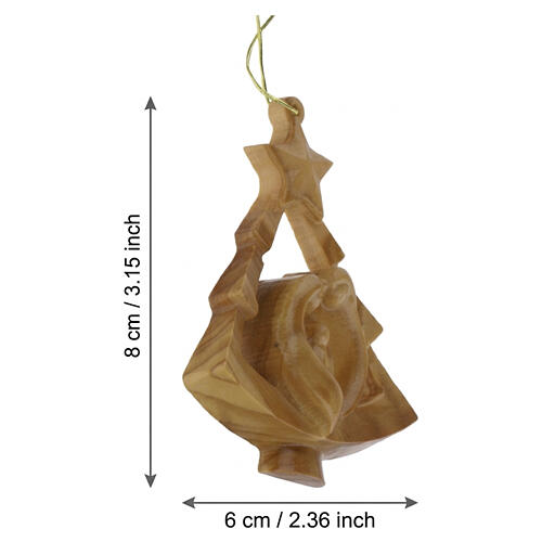 Decoro albero di natale con Natività legno d'ulivo Terrasanta 8x6 cm 2