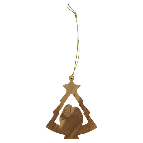 Decoro albero di natale con Natività legno d'ulivo Terrasanta 8x6 cm 3