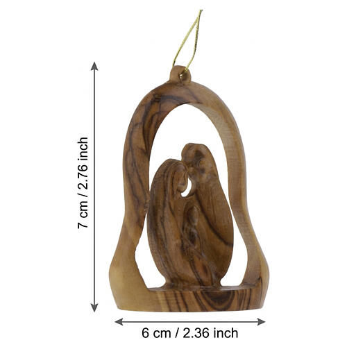 Campana Natalizia 7x6 cm con Natività in legno d'ulivo Terrasanta 2
