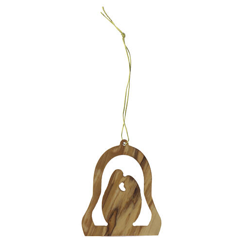 Campana Natalizia 7x6 cm con Natività in legno d'ulivo Terrasanta 3