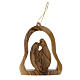 Campana Natalizia 7x6 cm con Natività in legno d'ulivo Terrasanta s1